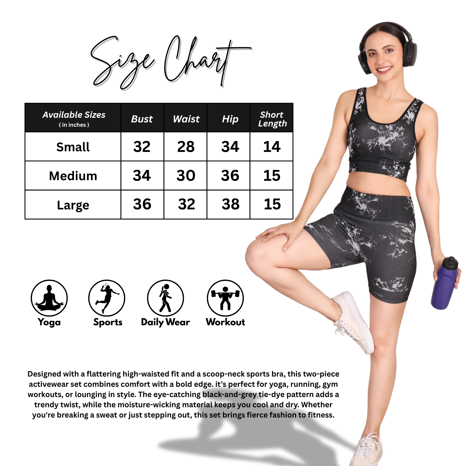 226 Women’s Tie Dye Ribbed Gym Wear Set