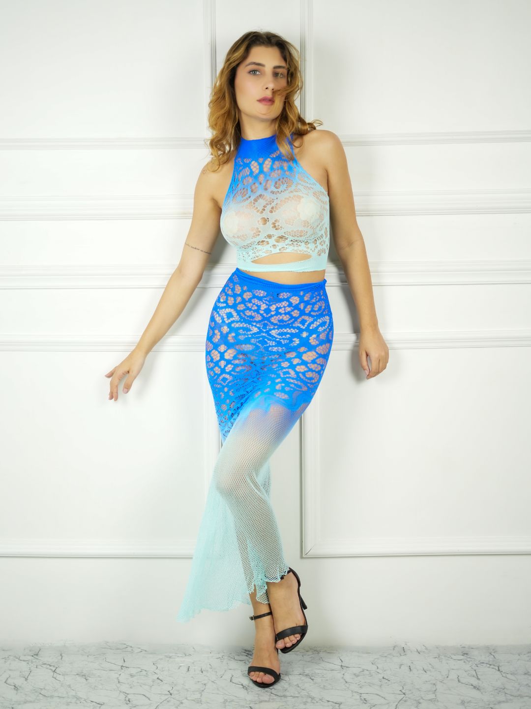 316 Women Two-Piece Halter Neck Baby Doll