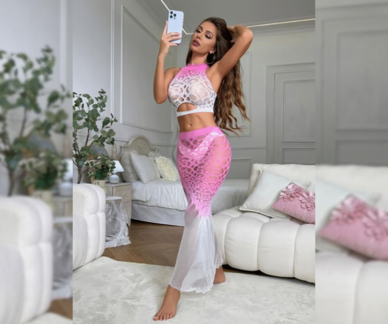 Mermaid Muse: Step into the Spotlight with SIZI’s Pink Lace Mesh Co-ord Set 6 Mermaid Muse: Step into the Spotlight with SIZI’s Pink Lace Mesh Co-ord Set