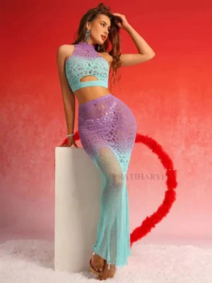Women Two-Piece Halter Neck Baby Doll
