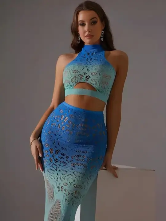 Women Two-Piece Halter Neck Baby Doll