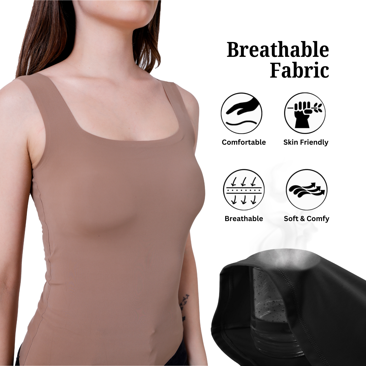 2nd (2) SIZI Padded Camisole – Built-In Bra & Seamless Comfort