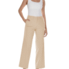 Women’s Beige Wide-Leg High Waist Trousers with Side Pockets Women’s Beige Wide-Leg High Waist Trousers with Side Pockets