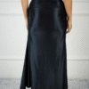 358 Black Satin High-Waist Skirt – Elegant Women’s Wear
