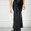 362 Black Satin High-Waist Skirt – Elegant Women’s Wear