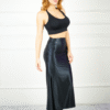 364 Black Satin High-Waist Skirt – Elegant Women’s Wear