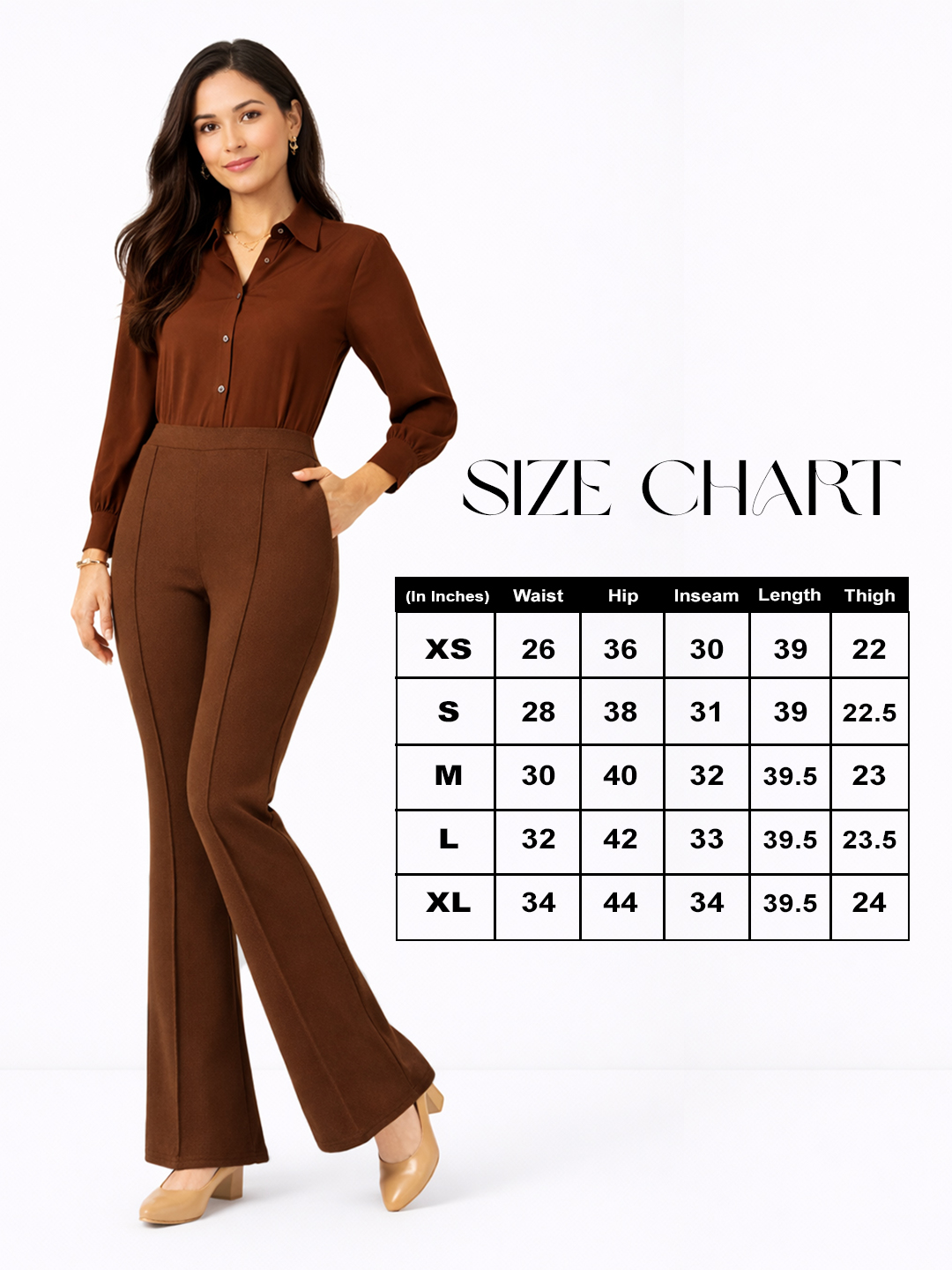 Size Chart Brown Women’s Bootcut Trousers